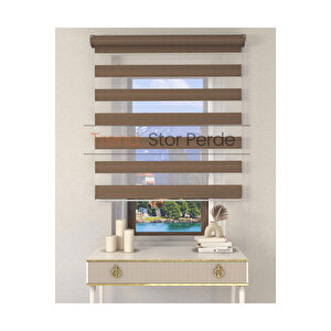 Somon Rengi Etek Dilimsiz Zebra Stor Güneşlik Perde 35x40 cm