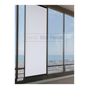 Beyaz Honeycomb Plise %100 Isı Ve Işık Geçirmez Katlanır Cam Balkon Perdesi - Salon Perdesi-001 100x100 cm