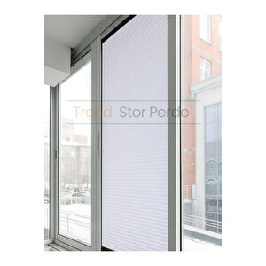 Beyaz Honeycomb Plise %100 Isı Ve Işık Geçirmez Katlanır Cam Balkon Perdesi - Salon Perdesi-001 100x100 cm