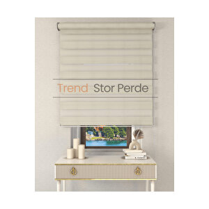 Geniş Plise Krem Etek Dilimsiz Zebra Stor Güneşlik Perde 100x260 cm