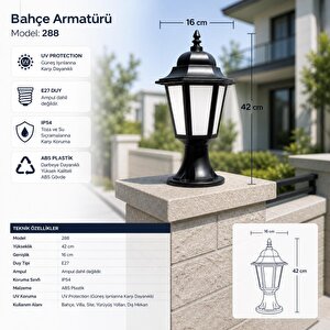 Klas 42 Cm Set Üstü Bahçe Aydınlatma Armatürü | E27 Duy, Dış Mekan Uyumlu, Ip54 Koruma | Ampul Hariç