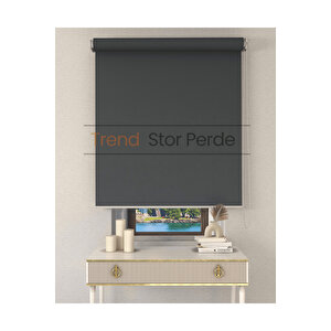 Gri Stor Etek Dilimsiz Zebra Stor Güneşlik Perde 80x260 cm