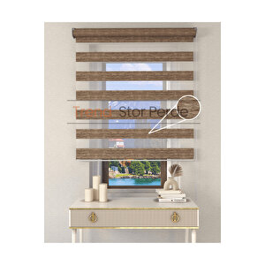 Kahve Etek Dilimsiz Zebra Stor Güneşlik Perde 190x260 cm