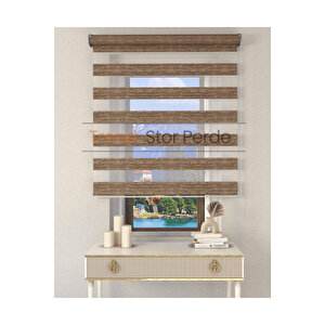 Kahve Etek Dilimsiz Zebra Stor Güneşlik Perde 180x200 cm