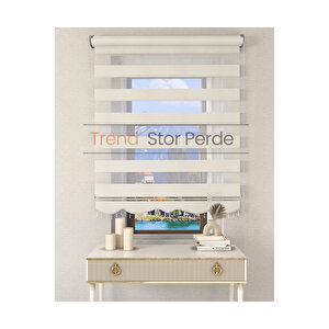 Beyaz Boncuklu Zebra Stor Güneşlik Perde 130x260 cm
