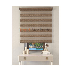 Kahve Etek Dilimsiz Zebra Stor Güneşlik Perde 90x200 cm
