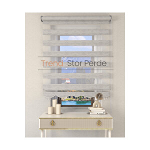 Gri Bambu Boncuklu Zebra Stor Güneşlik Perde 70x260 cm