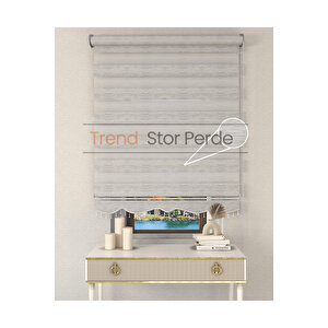 Gri Bambu Boncuklu Zebra Stor Güneşlik Perde 70x260 cm