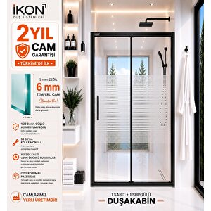 Siyah Buzlu  1 Sabit 1 Sürgü Duş Kabini  02 H:190 121 cm