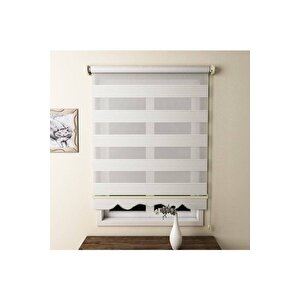 Ekru Plisei Alüminyum Kasa Zebra Perde Etekli 180x260 cm