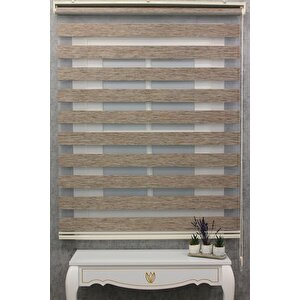 Zebra -ahşap Desenli Koyu Kahve Rengi Bambu Zebra Stor Perde 250x260 cm