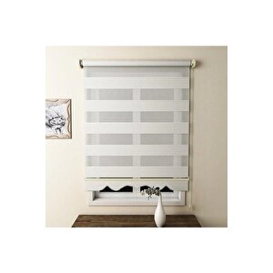 Ekru Plisei Ithal Kumaş Zebra Stor Perde Etek Dilimli 130x200 cm
