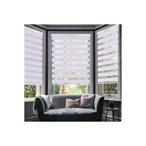 Ithal Bambu Beyaz Stor Zebra Perde Etek Dilimsiz 220x200 cm