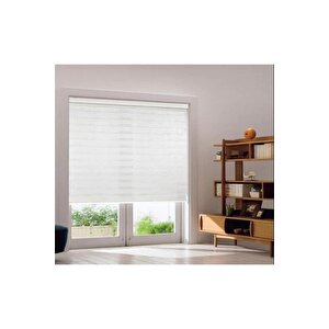 Ithal Bambu Beyaz Stor Zebra Perde Etek Dilimsiz 70x200 cm