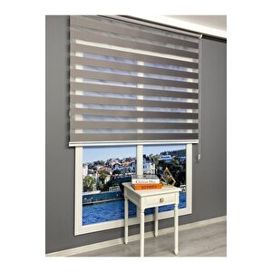 Antrasit Bambu Düz Zebra Stor Güneşlik Perde 250x180 cm