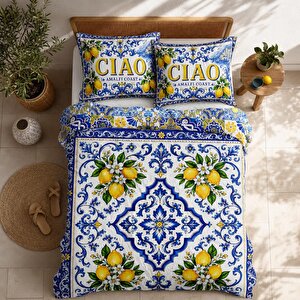 Amalfi Ciao Limon Desenli Çift Kişilik Nevresim Seti 3 Parça Çarşafsız Çift Taraflı Kullanım