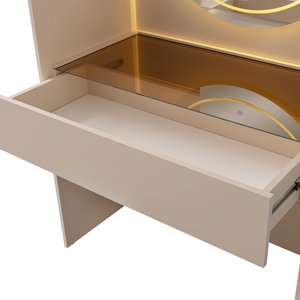 Lora Camlı Gardırop %100 Mdf Makyaj Üniteli Puflu Köşeli Modüler Giyinme Odası Dolabı
