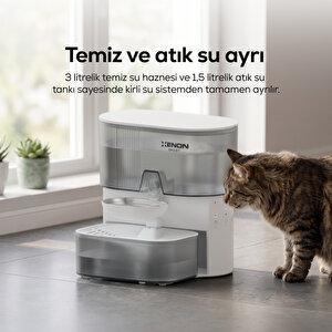 Kedi Su Pınarı | Otomatik, 3l, 2000 Mah, Taze Su Döngüsü, Çelik Kase (x8659) Standart Beyaz - Beyaz