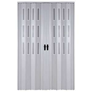 Akordiyon Kapı  286x192 Akçaağaç Camlı Çift Açılım Kalın Kapı Katlanır Akordeon Pvc Anahtar Kilitli