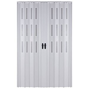 Akordiyon Kapı  175x220 Beyaz Camlı Çift Açılım Kalın Kapı Katlanır Akordeon Pvc Anahtar Kilitli 175x220 cm