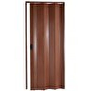 Akordiyon Kapı  108x241 Ceviz Camsız Kalın Kapı Katlanır Akordeon Pvc Anahtar Kilitli