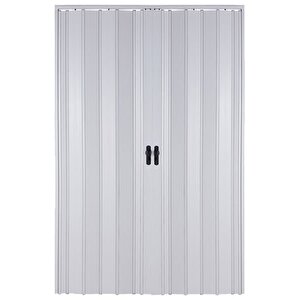 Akordiyon Kapı  216x191 Beyaz Camsız Çift Açılım Kalın Kapı Katlanır Akordeon Pvc Anahtar Kilitli