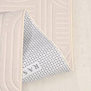 Krem Kaymaz Taban Yolluk Halı - Yıkanabilir Ln1007 120x500 cm