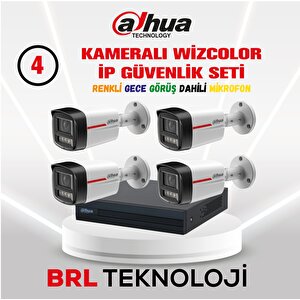 4 Kameralı 4 Mp Wiz Color Dahili Mikrofonlu İp Güvenlik Kamera Seti