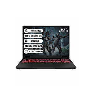 Tuf Gaming A16 Fa608up-rv199 Amd Ryzen 7 260 16gb 1tb Ssd Rtx5070-8gb 115w Freedos 16" Wuxga 165hz Taşınabilir Bilgisayar