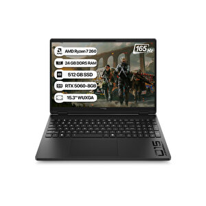 Hp Hyperx Omen 15 D2qw2ea Amd Ryzen 7 260 24gb 512gb Ssd Rtx5060-8gb Freedos 15.3" Wuxga 165hz Taşınabilir Bilgisayar