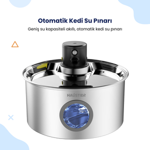 W2 Kedi Su Sebili 3.2l | Otomatik, Paslanmaz Çelik, Kablosuz Şarj Edilebilir, 4000mah Pil,