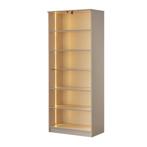 Eymense Hera Kahve Köşesi %100 Mdf Çerçeveli Cam İki Kapaklı Çok Amaçlı Sensör Ledli Mutfak Dolabı Raflı Bej