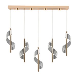 Jadon 5'li Sıralı 3 Renkli 40 Watt Gold Kristal Ledli Modern Oturma Odası Salon Sarkıt Avize