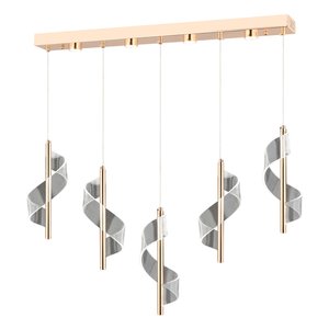 Jadon 5'li Sıralı 3 Renkli 40 Watt Gold Kristal Ledli Modern Oturma Odası Salon Sarkıt Avize