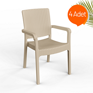 Hilton  4’lü Balkon Sandalye Set – Bahçe & Balkon Sandalyesi Cappucino