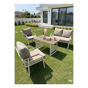 Petunia 211 Masalı Cappuccino Bahçe & Balkon Mobilya Takımı Çay Seti Koltuk Takımı Cappuccino