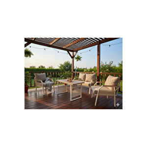 Petunia 211 Masalı Cappuccino Bahçe & Balkon Mobilya Takımı Çay Seti Koltuk Takımı Cappuccino