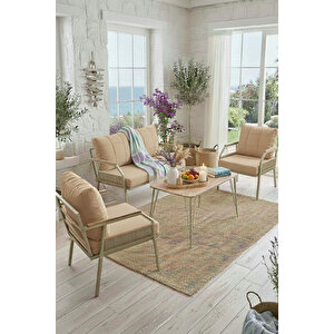 Daisy Cappuccino 211 Masalı Bej Balkon & Bahçe Mobilyası Seti Balkon Takımı Bej