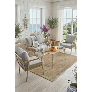 Daisy Cappuccino 211 Masalı Gri Balkon & Bahçe Mobilyası Seti Balkon Takımı Gri