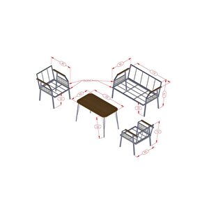 Daisy Cappuccino 211 Masalı Gri Balkon & Bahçe Mobilyası Seti Balkon Takımı Gri