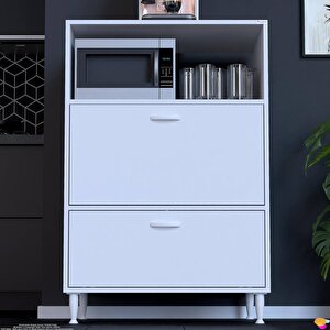 Silva 80x119,2x48 Cm Kapaklı Mikrodalga Ve Midi Fırın Standı - 3 Bölmeli Çok Amaçlı Dolap 80 cm