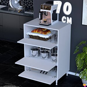 Silva 70x119,2x48 Cm 3 Kapaklı Çok Amaçlı Mutfak Kiler Dolabı - Fırın Ve Mikrodalga Rafı 70 cm