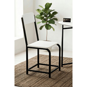 Sandalye Modern Mutfak Yemek Sandalyesi Şık Cafe Balkon Bahçe Tekli Sandalye Minör 9820 Beyaz