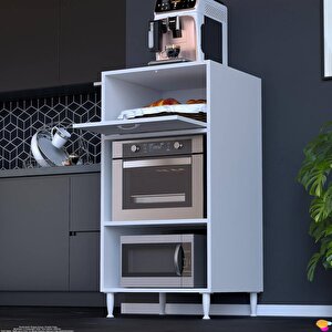 Silva 80x119,2x48 Cm Kapaklı Mikrodalga Ve Midi Fırın Standı - 3 Bölmeli Çok Amaçlı Dolap 80 cm