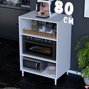 Silva 80x119,2x48 Cm Mikrodalga Ve Midi Fırın Standı - 3 Bölmeli Çok Amaçlı Mutfak Rafı 80 cm
