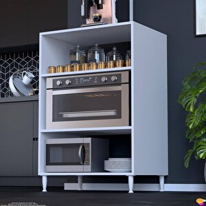 Silva 80x119,2x48 Cm Mikrodalga Ve Midi Fırın Standı - 3 Bölmeli Çok Amaçlı Mutfak Rafı 80 cm