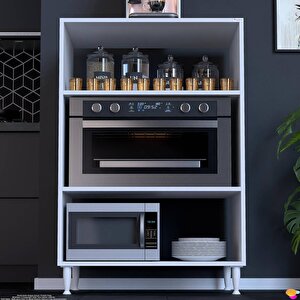 Silva 80x119,2x48 Cm Mikrodalga Ve Midi Fırın Standı - 3 Bölmeli Çok Amaçlı Mutfak Rafı 80 cm