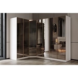 Bend Moon 7 Kapılı Reflekte Camlı Köşe Gardırop