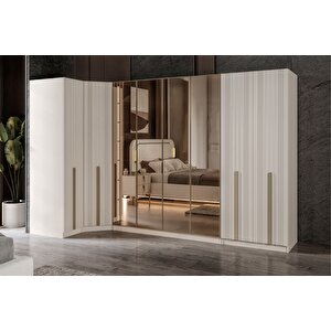 Noyer 8 Kapılı Reflekte Camlı Köşe Gardırop