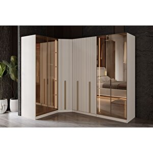 Noyer 7 Kapılı 4 Reflekte Camlı Köşe Gardırop